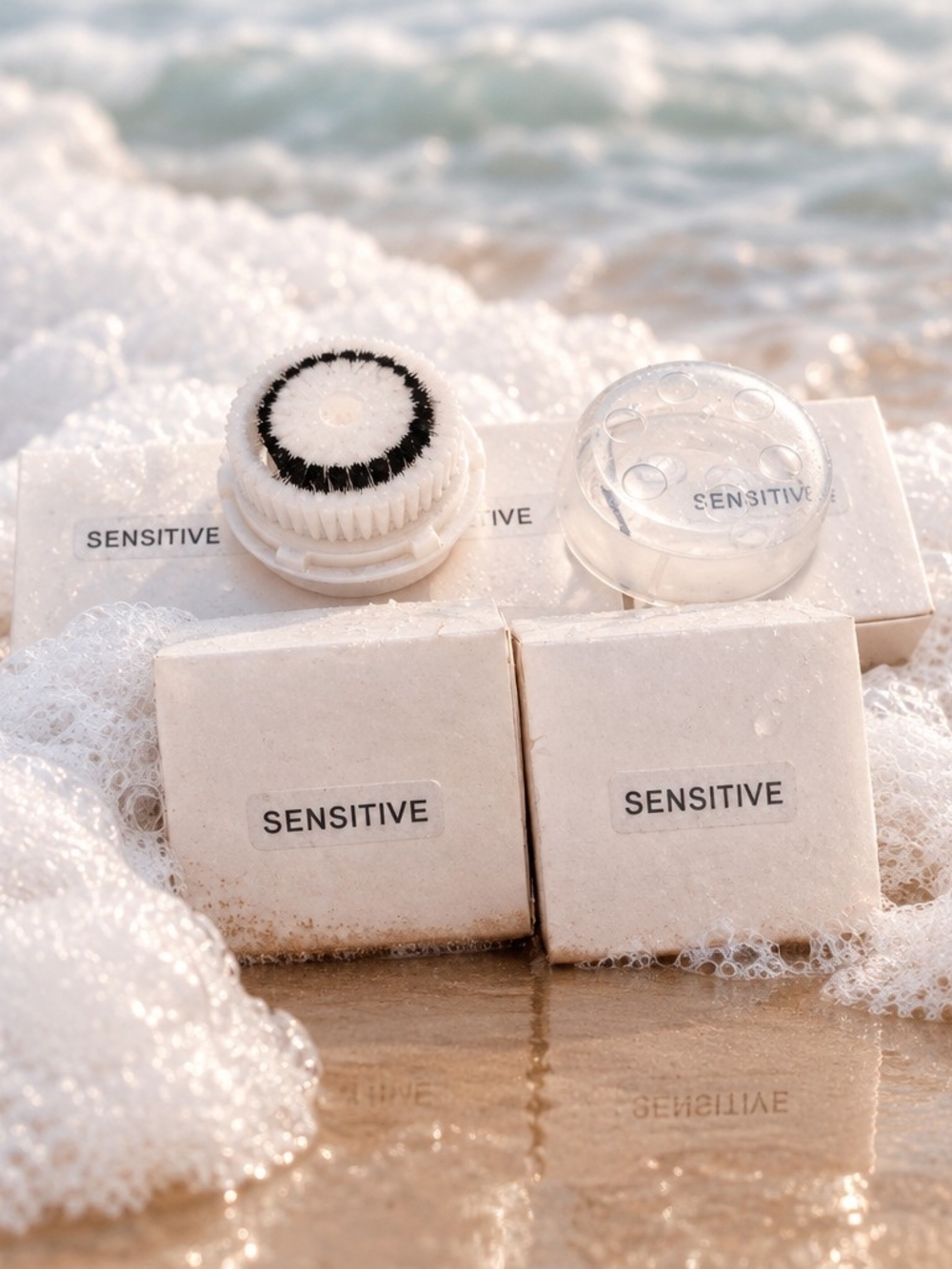 Clairsonic " Sensitive " Gentle Cleansing Brush Head — White - Set Of 5- NIB